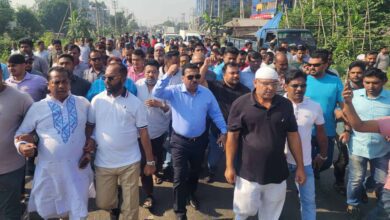 আড়াইহাজারে এমপি বাবুর নেতৃত্বে অবরোধবিরোধী শান্তি মিছিল